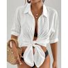imageBsubseach Womens Swimwear Cover Ups Shirt Dress for Women Button Down Dresses BeachwearWhite