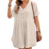 imageBsubseach Womens Beach Coverups for Bathing Suits Half Sleeve V Neck Swim Cover Up Mini DressApricot