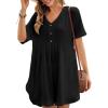 imageBsubseach Womens Beach Coverups for Bathing Suits Half Sleeve V Neck Swim Cover Up Mini DressBlack