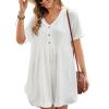 imageBsubseach Womens Beach Coverups for Bathing Suits Half Sleeve V Neck Swim Cover Up Mini DressWhite