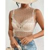 imageBsubseach Sexy Womens Sheer Mesh Pearl Rhinestone Cover Up Top Beach Swimwear Bikini Bathing Suit CoverupsWhite