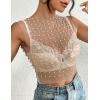 imageBsubseach Sexy Womens Sheer Mesh Pearl Rhinestone Cover Up Top Beach Swimwear Bikini Bathing Suit CoverupsWhite