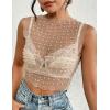 imageBsubseach Sexy Womens Sheer Mesh Pearl Rhinestone Cover Up Top Beach Swimwear Bikini Bathing Suit CoverupsWhite
