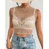 imageBsubseach Sexy Womens Sheer Mesh Pearl Rhinestone Cover Up Top Beach Swimwear Bikini Bathing Suit CoverupsWhite
