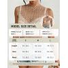 imageBsubseach Sexy Womens Sheer Mesh Pearl Rhinestone Cover Up Top Beach Swimwear Bikini Bathing Suit CoverupsWhite