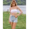 imageBsubseach Sheer Swimsuit Coverup for Women Long Sleeve Pearl Cover up Dress Mesh See Through Crop Blouse ShirtWhite