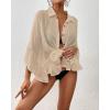 imageBsubseach Women Swimsuit Cover Up Blouse 2025 Button Down Bathing Suit Cover Ups for Swimwear Bikini Beach Shirt Dress TopsApricot
