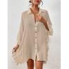 imageBsubseach Women Swimsuit Cover Up Blouse 2025 Button Down Bathing Suit Cover Ups for Swimwear Bikini Beach Shirt Dress TopsApricot