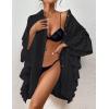 imageBsubseach Women Swimsuit Cover Up Blouse 2025 Button Down Bathing Suit Cover Ups for Swimwear Bikini Beach Shirt Dress TopsBlack