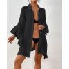 imageBsubseach Women Swimsuit Cover Up Blouse 2025 Button Down Bathing Suit Cover Ups for Swimwear Bikini Beach Shirt Dress TopsBlack