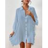 imageBsubseach Women Swimsuit Cover Up Blouse 2025 Button Down Bathing Suit Cover Ups for Swimwear Bikini Beach Shirt Dress TopsLight Blue