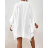 imageBsubseach Women Swimsuit Cover Up Blouse 2025 Button Down Bathing Suit Cover Ups for Swimwear Bikini Beach Shirt Dress TopsWhite