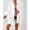 imageBsubseach Women Swimsuit Cover Up Blouse 2025 Button Down Bathing Suit Cover Ups for Swimwear Bikini Beach Shirt Dress TopsWhite