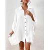 imageBsubseach Women Swimsuit Cover Up Blouse 2025 Button Down Bathing Suit Cover Ups for Swimwear Bikini Beach Shirt Dress TopsWhite