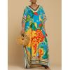 imageBsubseach Womens Caftan Swimsuit Cover Ups for Swimwear Boho Maxi Dress Summer Beach OutfitsBlue