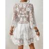 imageBsubseach Womens Contrast Lace Coverups Sexy V Neck Swimwear Bikini Swimsuit Cover Up Beach DressWhite