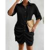 imageBsubseach Womens Swimsuit Cover Up Laper Collar Button Down Beach Dress Pleated Hem Shirt Swimsuit Cover UpBlack