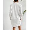 imageBsubseach Womens Swimsuit Cover Up Laper Collar Button Down Beach Dress Pleated Hem Shirt Swimsuit Cover UpWhite