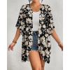 imageBsubseach Womens Tie Dye Kimono Cardigan Loose Beach Cover Up Half Sleeve Swimwear Bikini Cover UpApricot
