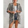 imageBsubseach Womens Tie Dye Kimono Cardigan Loose Beach Cover Up Half Sleeve Swimwear Bikini Cover UpBlack  White