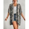 imageBsubseach Womens Tie Dye Kimono Cardigan Loose Beach Cover Up Half Sleeve Swimwear Bikini Cover UpBlack  White