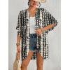 imageBsubseach Womens Tie Dye Kimono Cardigan Loose Beach Cover Up Half Sleeve Swimwear Bikini Cover UpBlack  White