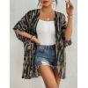 imageBsubseach Womens Tie Dye Kimono Cardigan Loose Beach Cover Up Half Sleeve Swimwear Bikini Cover UpBlack Tie Dye