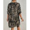 imageBsubseach Womens Tie Dye Kimono Cardigan Loose Beach Cover Up Half Sleeve Swimwear Bikini Cover UpBlack Tie Dye