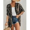 imageBsubseach Womens Tie Dye Kimono Cardigan Loose Beach Cover Up Half Sleeve Swimwear Bikini Cover UpBlack Tie Dye
