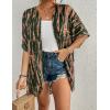 imageBsubseach Womens Tie Dye Kimono Cardigan Loose Beach Cover Up Half Sleeve Swimwear Bikini Cover UpDark Green