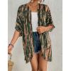imageBsubseach Womens Tie Dye Kimono Cardigan Loose Beach Cover Up Half Sleeve Swimwear Bikini Cover UpDark Green