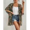 imageBsubseach Womens Tie Dye Kimono Cardigan Loose Beach Cover Up Half Sleeve Swimwear Bikini Cover UpDark Green