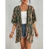 imageBsubseach Womens Tie Dye Kimono Cardigan Loose Beach Cover Up Half Sleeve Swimwear Bikini Cover UpDark Green