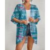 imageBsubseach Womens Tie Dye Kimono Cardigan Loose Beach Cover Up Half Sleeve Swimwear Bikini Cover UpLake Blue