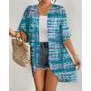 imageBsubseach Womens Tie Dye Kimono Cardigan Loose Beach Cover Up Half Sleeve Swimwear Bikini Cover UpLake Blue