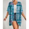imageBsubseach Womens Tie Dye Kimono Cardigan Loose Beach Cover Up Half Sleeve Swimwear Bikini Cover UpLake Blue