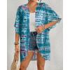 imageBsubseach Womens Tie Dye Kimono Cardigan Loose Beach Cover Up Half Sleeve Swimwear Bikini Cover UpLake Blue