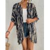 imageBsubseach Womens Tie Dye Kimono Cardigan Loose Beach Cover Up Half Sleeve Swimwear Bikini Cover UpNavy Blue