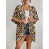 imageBsubseach Womens Tie Dye Kimono Cardigan Loose Beach Cover Up Half Sleeve Swimwear Bikini Cover UpOrange Flowers