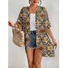 imageBsubseach Womens Tie Dye Kimono Cardigan Loose Beach Cover Up Half Sleeve Swimwear Bikini Cover UpOrange Flowers