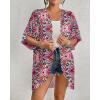 imageBsubseach Womens Tie Dye Kimono Cardigan Loose Beach Cover Up Half Sleeve Swimwear Bikini Cover UpRed