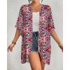 imageBsubseach Womens Tie Dye Kimono Cardigan Loose Beach Cover Up Half Sleeve Swimwear Bikini Cover UpRed