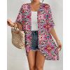 imageBsubseach Womens Tie Dye Kimono Cardigan Loose Beach Cover Up Half Sleeve Swimwear Bikini Cover UpRed