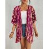 imageBsubseach Womens Tie Dye Kimono Cardigan Loose Beach Cover Up Half Sleeve Swimwear Bikini Cover UpRose Red