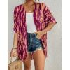 imageBsubseach Womens Tie Dye Kimono Cardigan Loose Beach Cover Up Half Sleeve Swimwear Bikini Cover UpRose Red