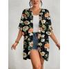 imageBsubseach Womens Tie Dye Kimono Cardigan Loose Beach Cover Up Half Sleeve Swimwear Bikini Cover UpYellow Flowers