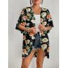 imageBsubseach Womens Tie Dye Kimono Cardigan Loose Beach Cover Up Half Sleeve Swimwear Bikini Cover UpYellow Flowers