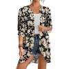 imageBsubseach Womens Tie Dye Kimono Cardigan Loose Beach Cover Up Half Sleeve Swimwear Bikini Cover UpApricot