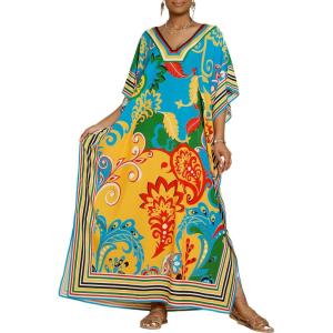 imageBsubseach Womens Caftan Swimsuit Cover Ups for Swimwear Boho Maxi Dress Summer Beach OutfitsBlue