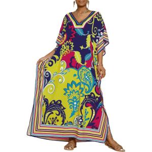 imageBsubseach Womens Caftan Swimsuit Cover Ups for Swimwear Boho Maxi Dress Summer Beach OutfitsDark Navy